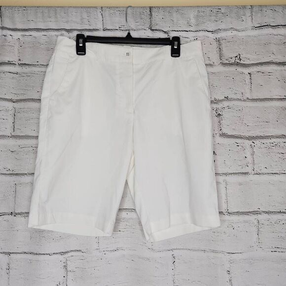 Nike Womens White High-Rise Dri-Fit Golf Tour Performance Bermuda Shorts Size 10 - Picture 1 of 10